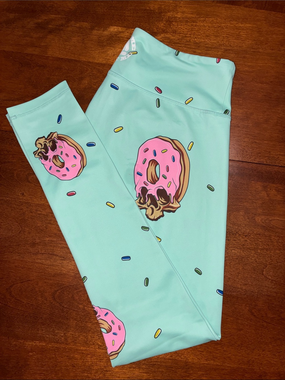 Feed Me Fight Me Mint zombie Donut Print Leggings